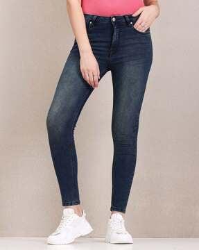 stone wash high-rise super skinny jeans