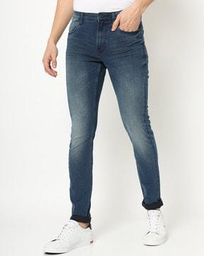 stone-wash skinny fit jeans