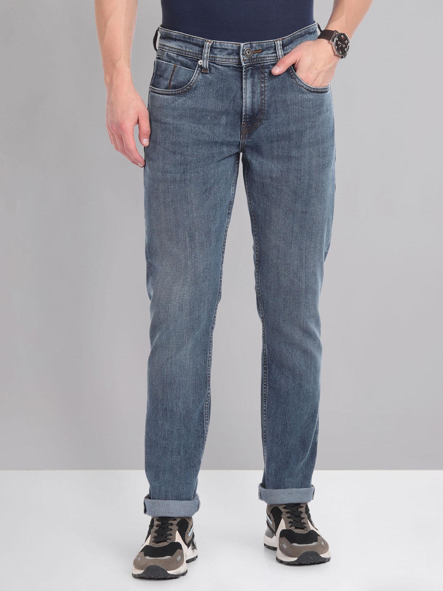 stone wash slim fit jeans