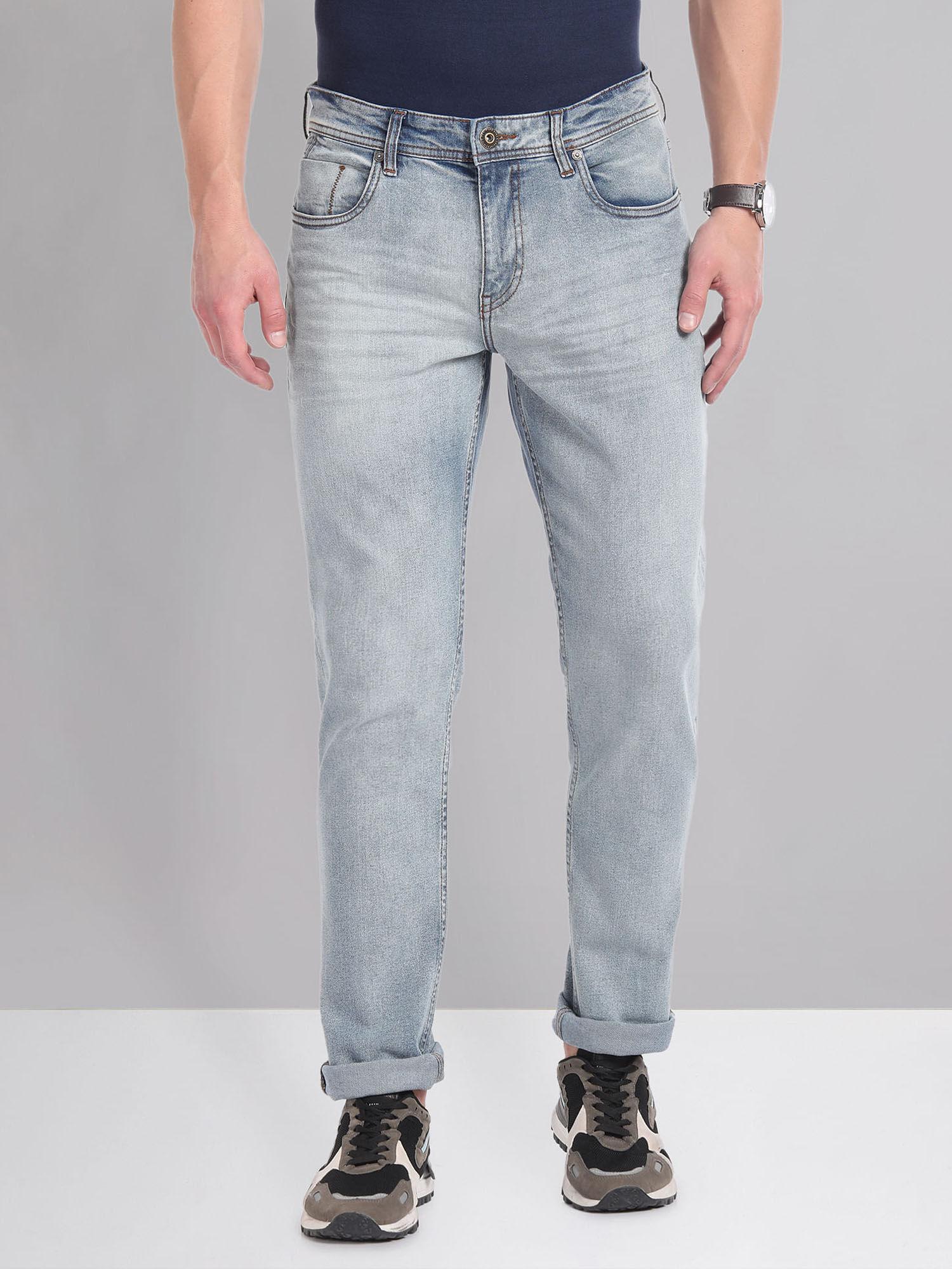 stone wash slim fit jeans