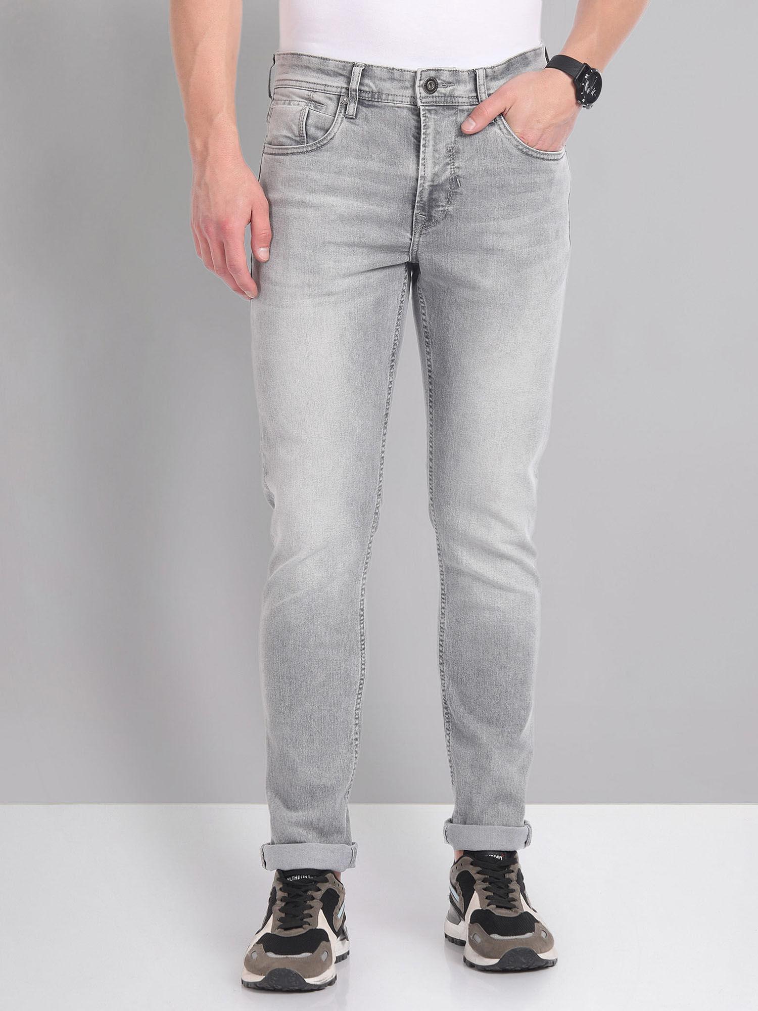 stone wash slim fit jeans