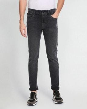 stone-wash slim fit jeans