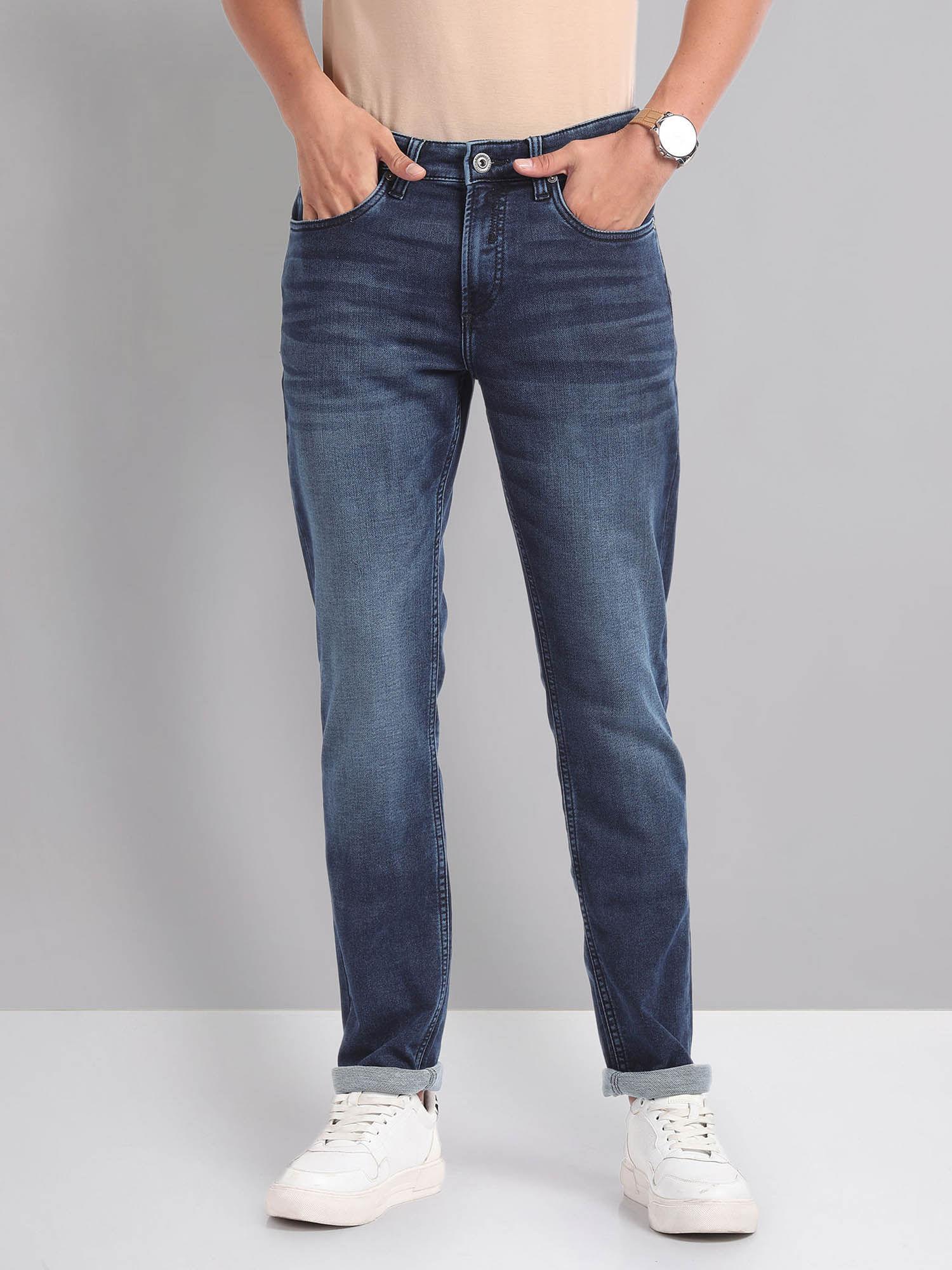 stone wash slim jeans