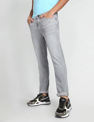 stone wash slim tapered fit jeans