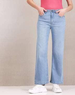 stone wash wide-leg jeans