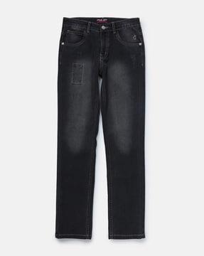 stone washed jeans with 5-pocket styling