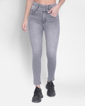 stone washed skinny fit jeans