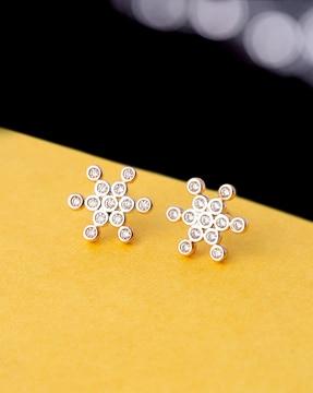 stones studs with silver-plated