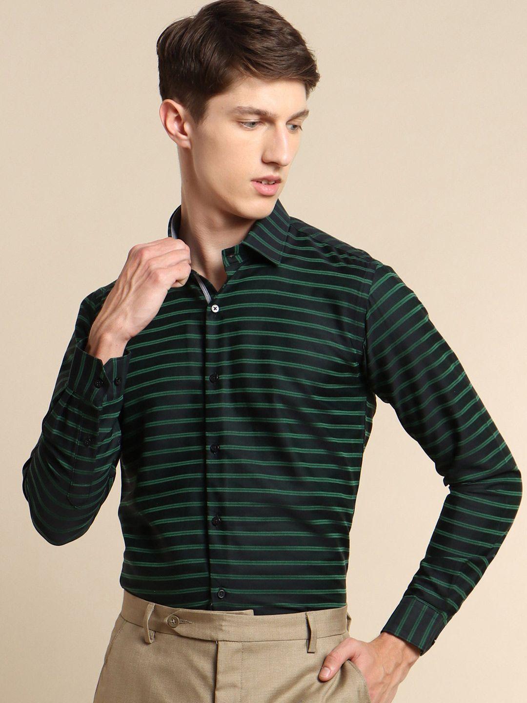stori men slim fit horizontal stripes opaque striped party shirt