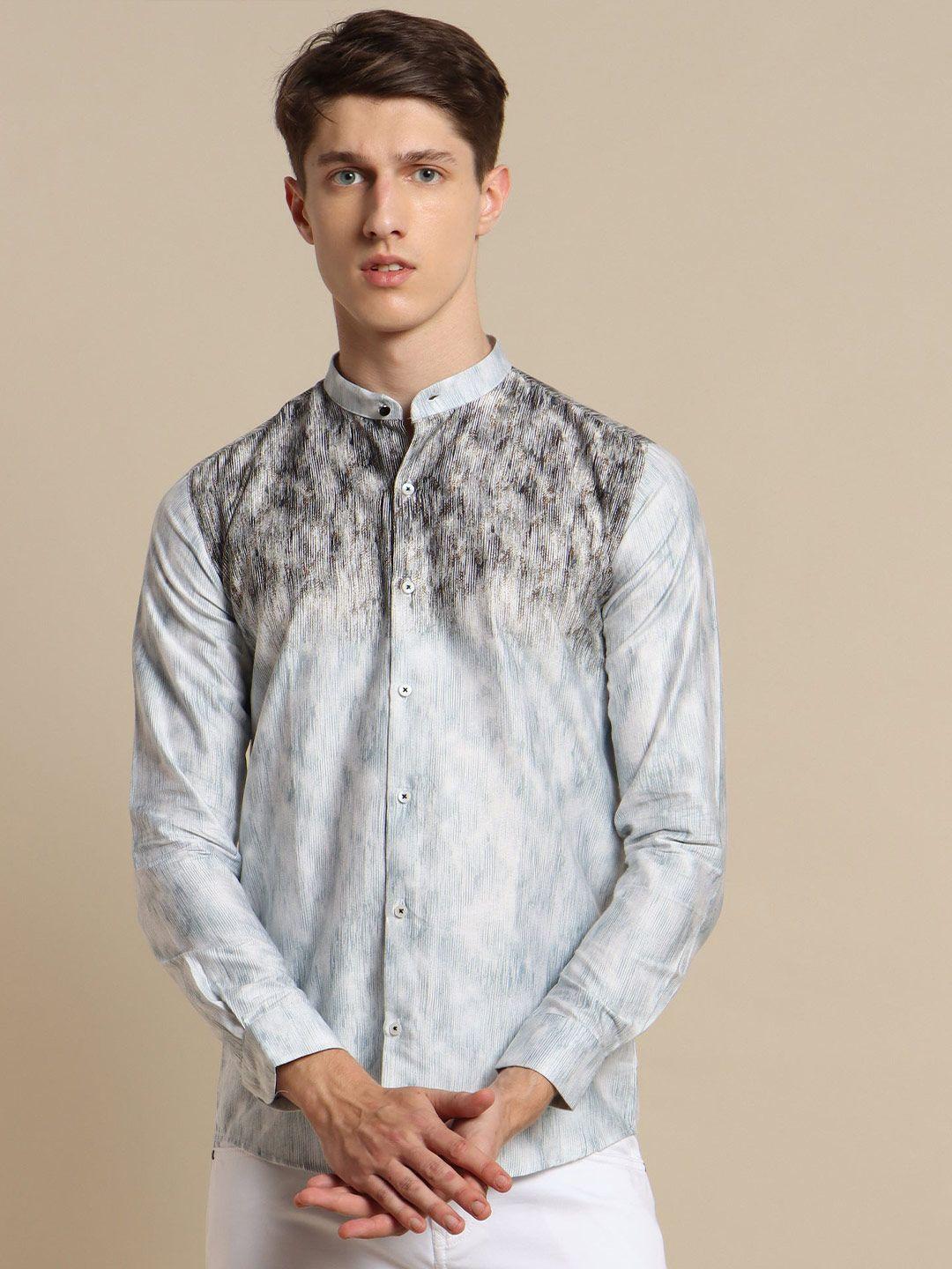 stori men slim fit opaque printed party shirt