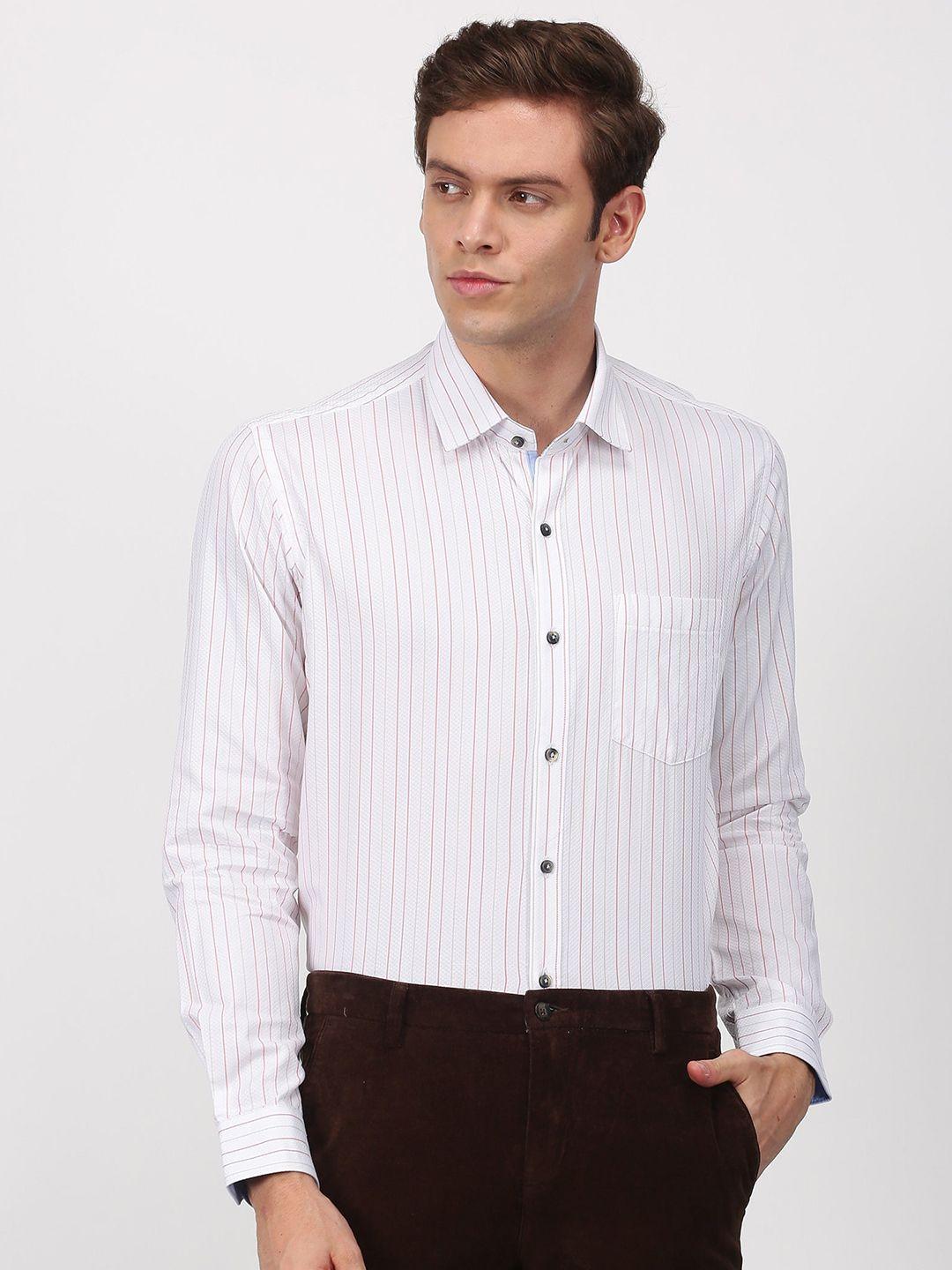 stori men slim fit opaque striped casual shirt