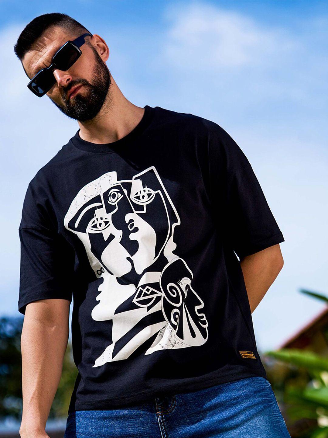 stormborn graphic printed drop shoulder sleeves pure cotton oversized t-shirt