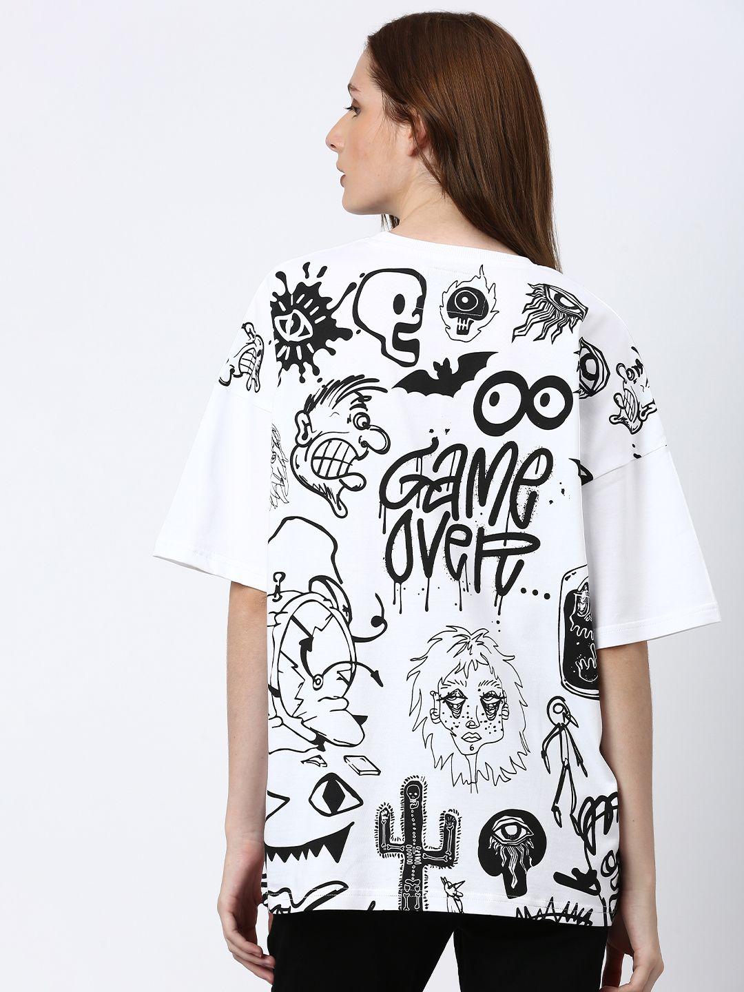 stormborn graphic printed drop-shoulder sleeves casual pure cotton oversized t-shirt