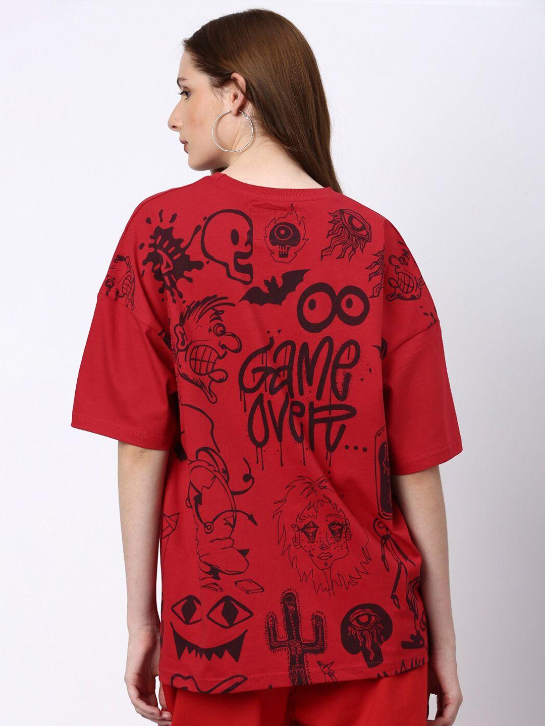 stormborn graphic printed drop shoulder sleeves oversized pure cotton t-shirt