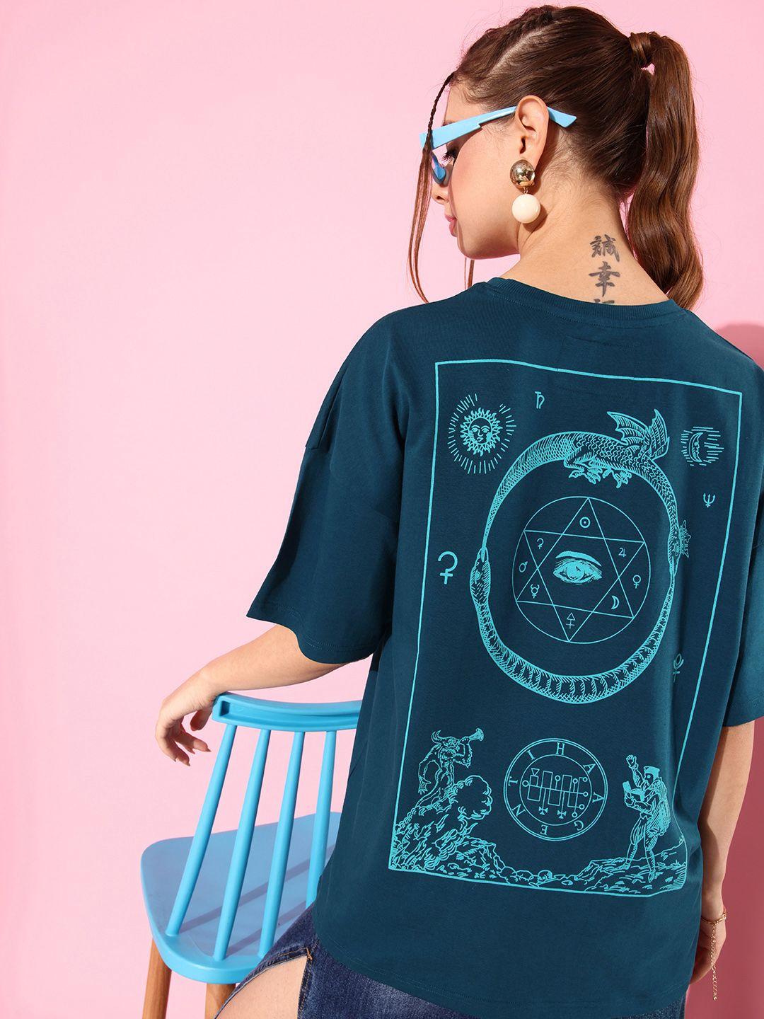 stormborn graphic printed drop-shoulder sleeves oversized pure cotton t-shirt