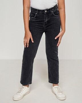 straight fit ankle-length jeans