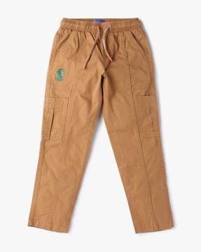 straight fit cargo pants with drawstring waist