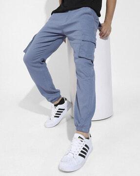 straight fit flat-front cargo pants