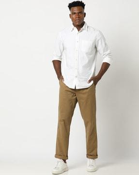 straight fit flat-front chinos with gapflex
