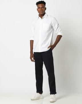 straight fit flat-front chinos with gapflex