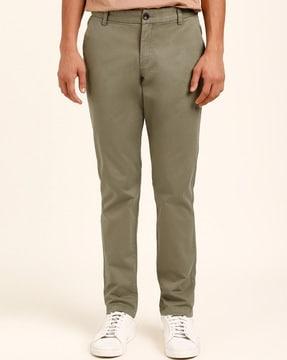 straight fit flat-front chinos