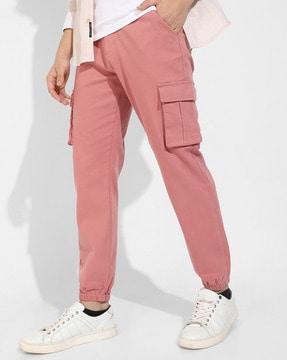 straight fit flat-front joggers with cargo pockets