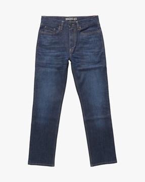 straight fit jeans with 5 pocket styling