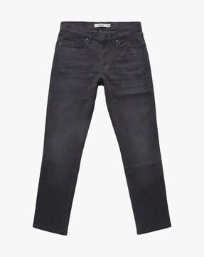 straight fit jeans with 5 pocket styling