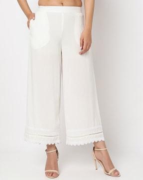 straight fit palazzos with lace hem