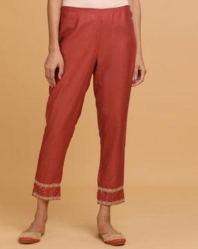 straight fit pants with zari border