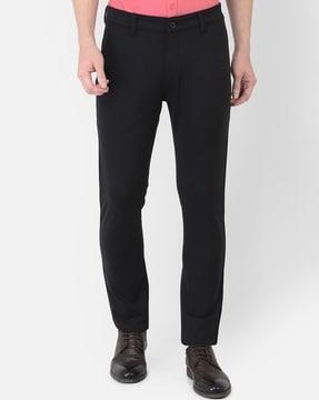 straight flat-front trousers