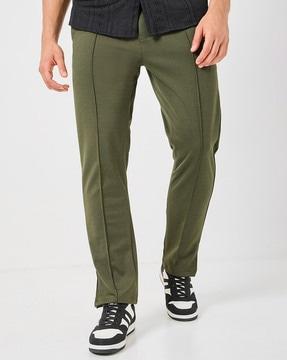 straight joggers with pintuck detail