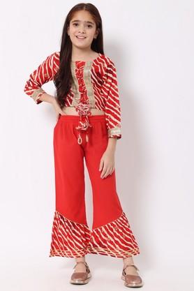 straight style rayon fabric printed top and bottom - red