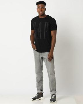straight tapered fit denim jeans