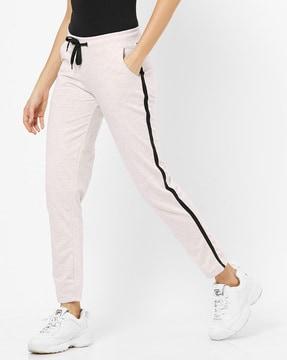 straight track pants with contrast side taping