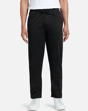 straight track pants with drawstring waist