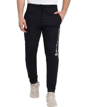 straight track pants with elasticated drawstring waist
