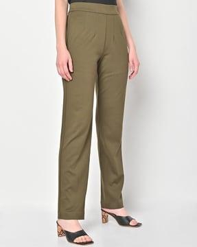 straight trousers with elasticated waist