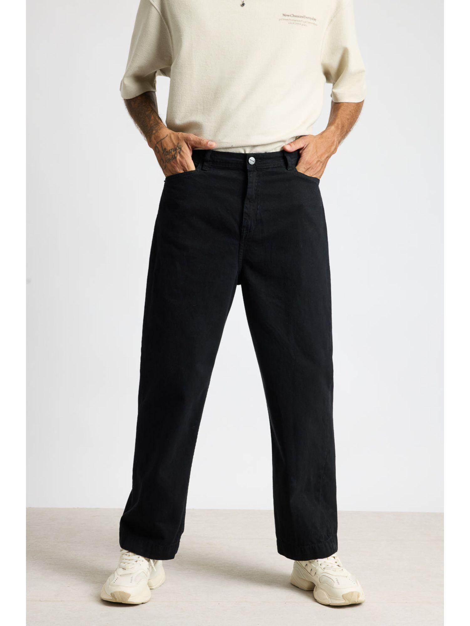 straight casual black men's jeans