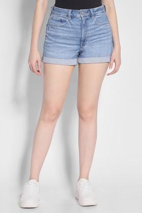 straight fit above knee cotton women's casual wear shorts - tint