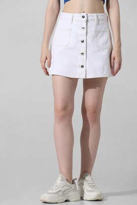straight fit above knee cotton women's casual wear skorts - natural