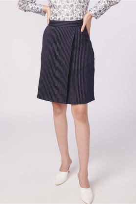 straight fit above knee poly blend womens formal wear skirt - navy