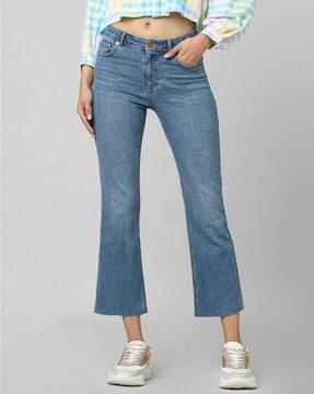 straight fit ankle-length jeans