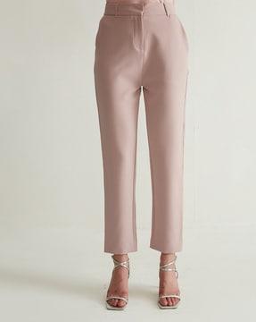 straight fit ankle-length trousers