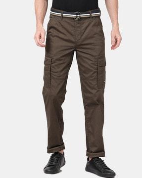straight fit cargo pants with belt