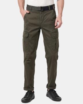 straight fit cargo pants with belt