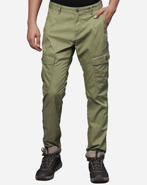 straight fit cargo pants with flap-buttoned pockets