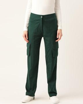 straight fit cargo pants with flap pockets