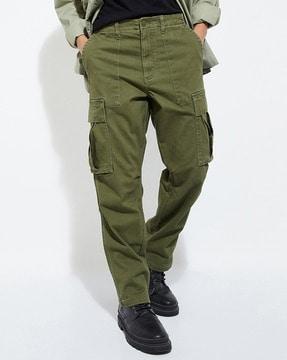 straight fit cargo pants with flap pockets