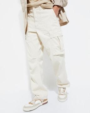 straight fit cargo pants with flap pockets
